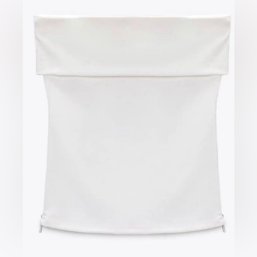 NWT Zara White Strapless Tube Top with Silver Zippers – Size M - Picture 6 of 9
